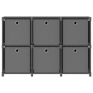 Graues Würfelregal mit 6 Stoffboxen