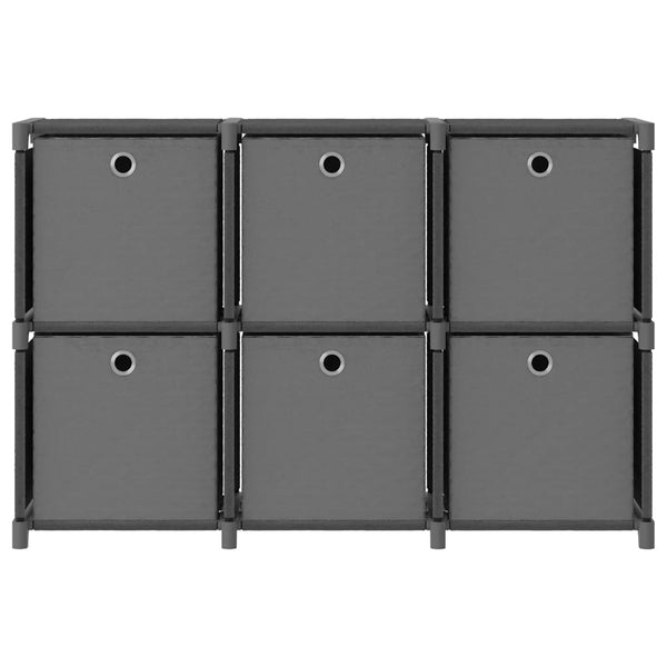 Graues Würfelregal mit 6 Stoffboxen