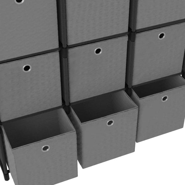 vidaXL Étagère cube avec 9 boîtes Noir 103x30x107,5 cm Tissu
