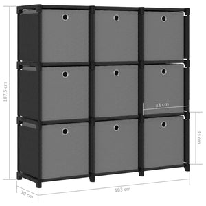 vidaXL Étagère cube avec 9 boîtes Noir 103x30x107,5 cm Tissu