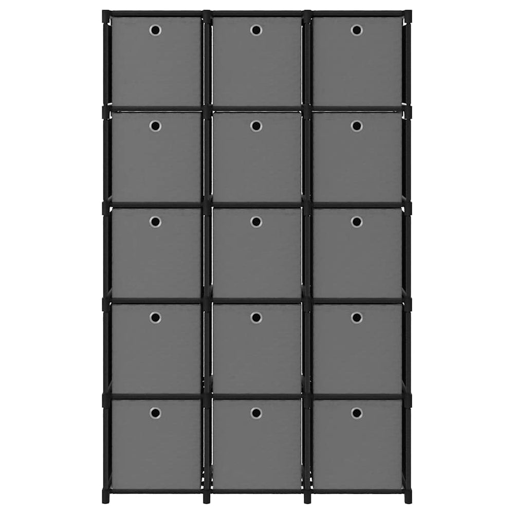 Würfelregal mit 15 Boxen, Schwarz