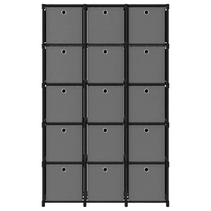 Würfelregal mit 15 Boxen, Schwarz