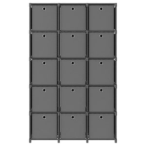 Würfelregal Grau mit 15 Stoffboxen