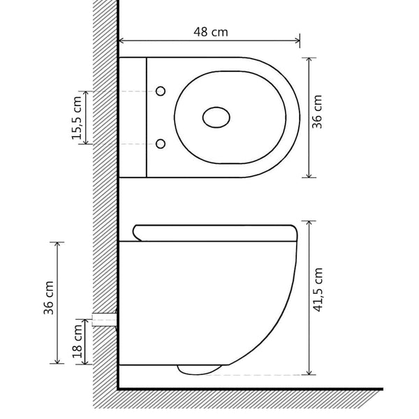 Wand-WC ohne Spülrand mit Einbau-Spülkasten Keramik Weiß