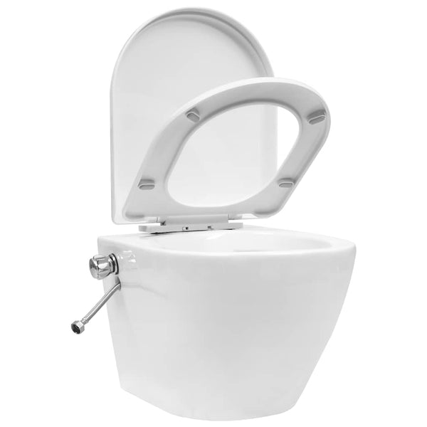 Wand-WC ohne Spülrand mit Einbau-Spülkasten Keramik Weiß