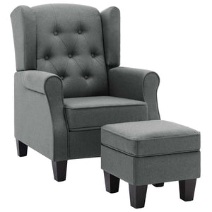 vidaXL Armchair with Footstool Light Grey Fabric