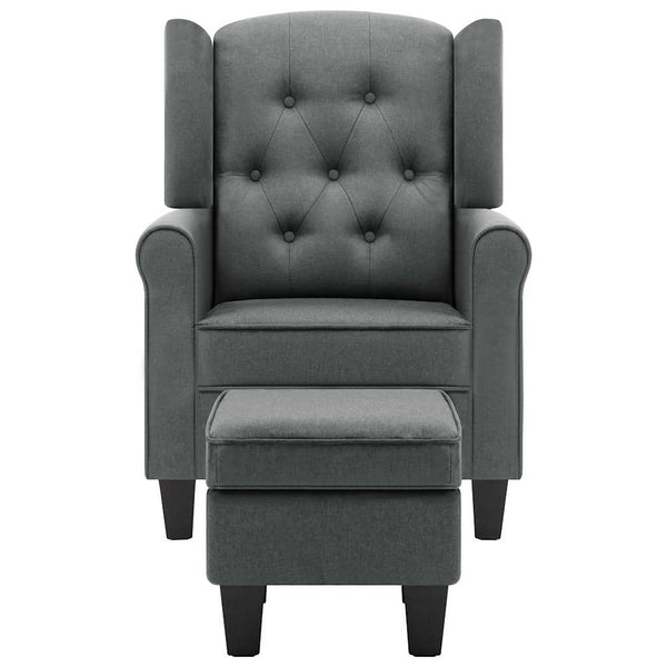 vidaXL Armchair with Footstool Light Grey Fabric