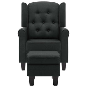 Sessel mit Hocker Dunkelgrau Stoff