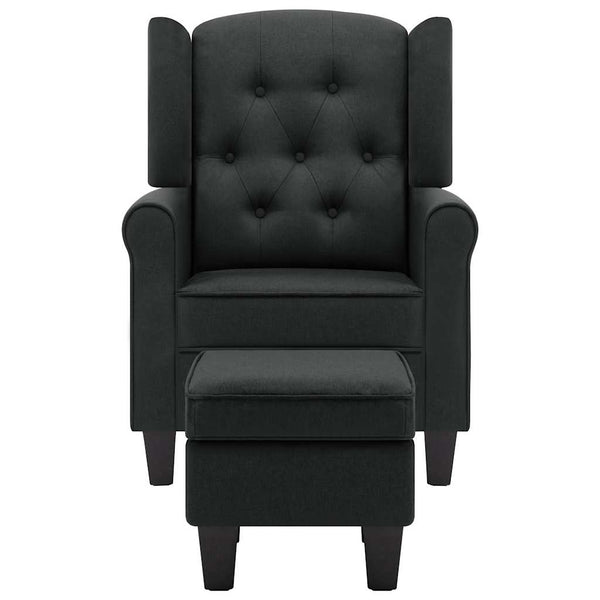 Sessel mit Hocker Dunkelgrau Stoff