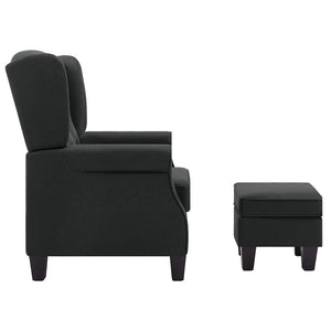 Sessel mit Hocker Dunkelgrau Stoff