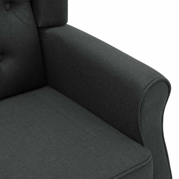 Sessel mit Hocker Dunkelgrau Stoff