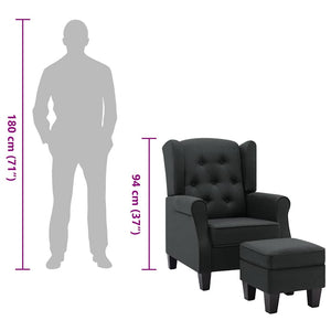 Sessel mit Hocker Dunkelgrau Stoff