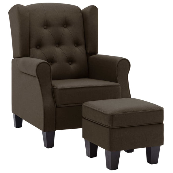 Sessel mit Hocker Braun Stoff