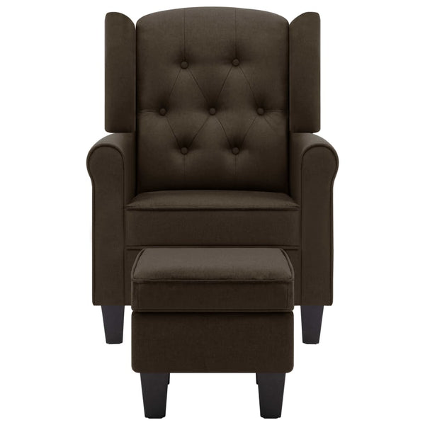 Sessel mit Hocker Braun Stoff