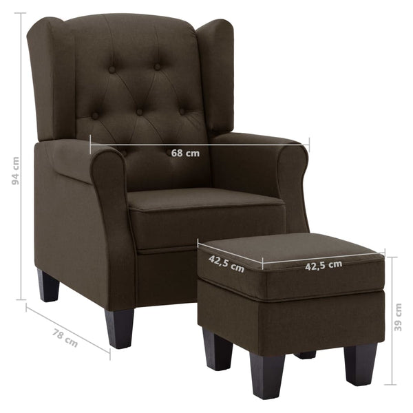 Sessel mit Hocker Braun Stoff