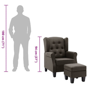 Sessel mit Hocker Taupe Stoff