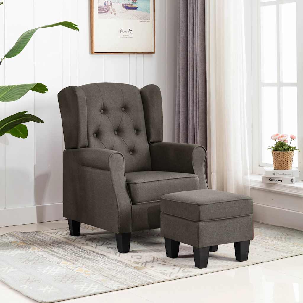 Sessel mit Hocker Taupe Stoff