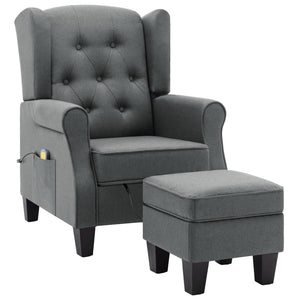 Massagesessel Hellgrau mit Hocker