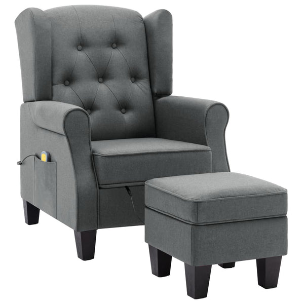 Massagesessel Hellgrau mit Hocker