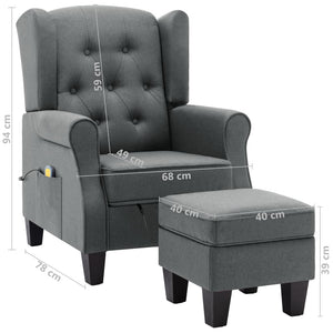 Massagesessel Hellgrau mit Hocker