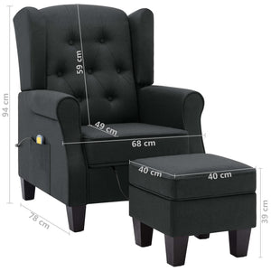 Massagesessel mit Hocker Dunkelgrau