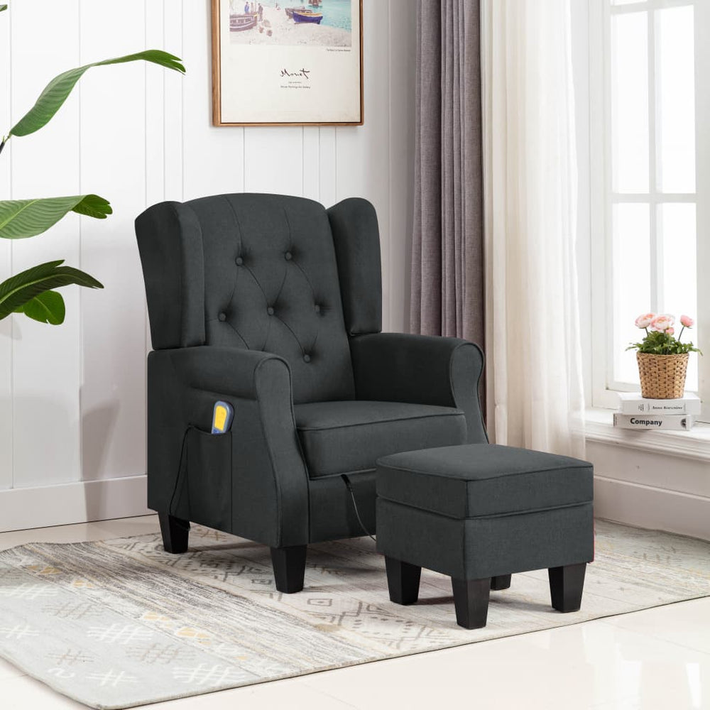 Massagesessel mit Hocker Dunkelgrau