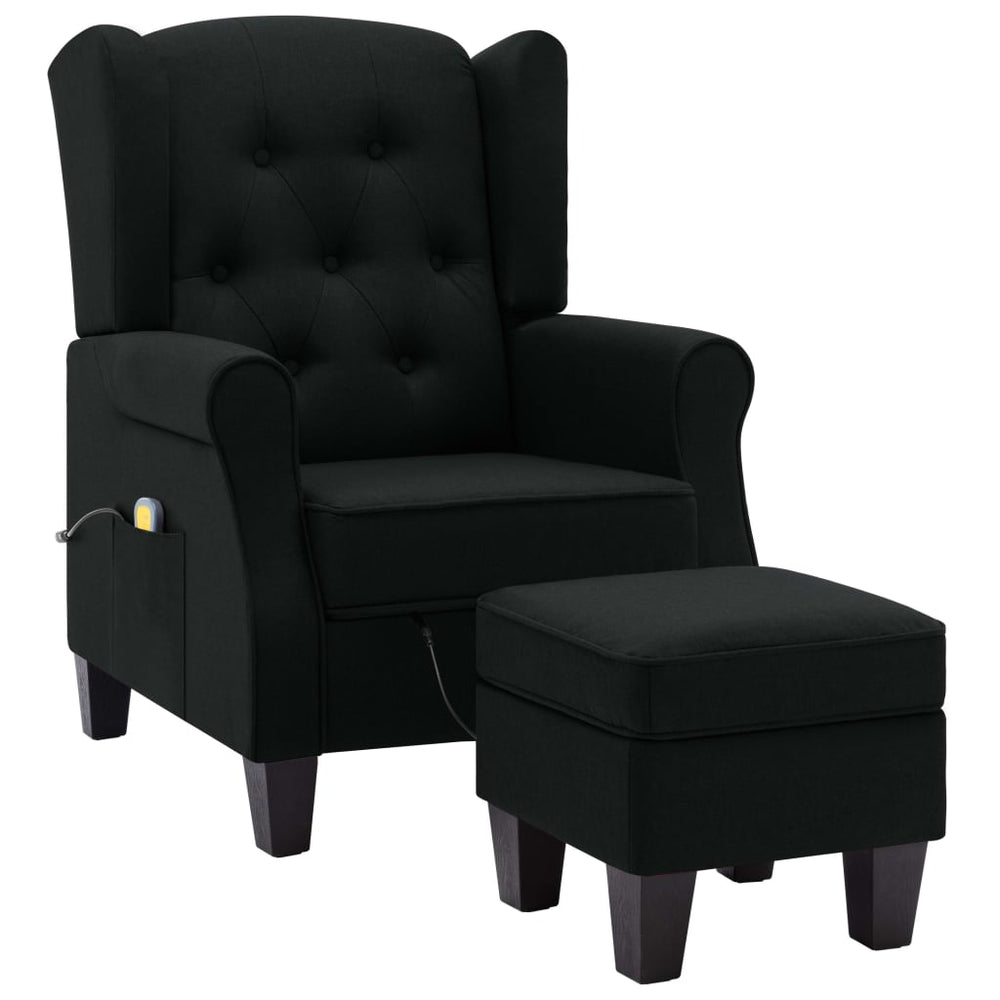 Massagesessel mit Hocker Schwarz
