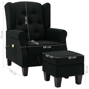 Massagesessel mit Hocker Schwarz