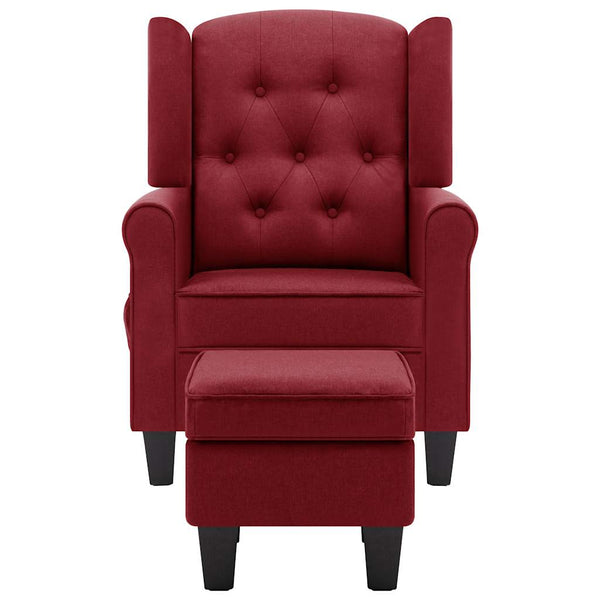 Massagesessel Weinrot mit Hocker