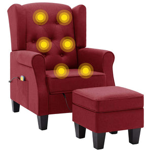 Massagesessel Weinrot mit Hocker