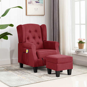 Massagesessel Weinrot mit Hocker