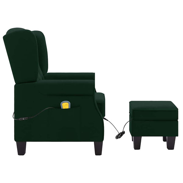 Massagesessel mit Hocker Dunkelgrün