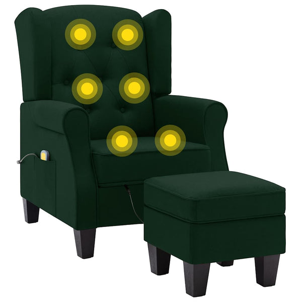 Massagesessel mit Hocker Dunkelgrün