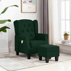 Massagesessel mit Hocker Dunkelgrün
