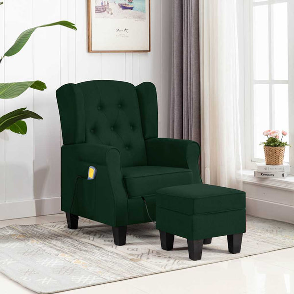 Massagesessel mit Hocker Dunkelgrün
