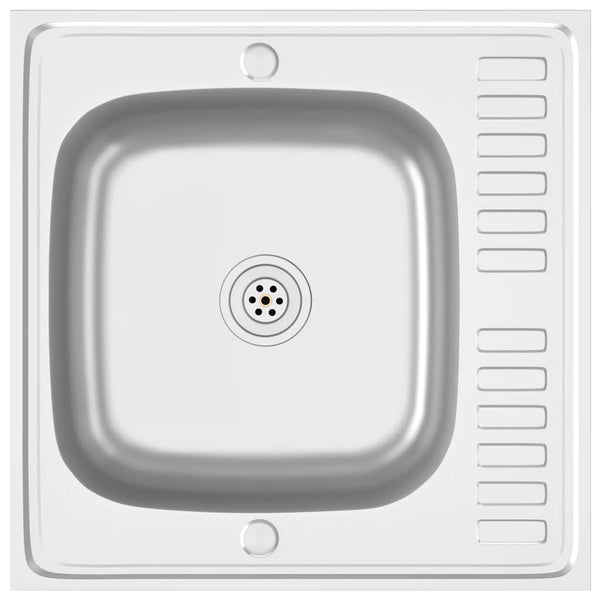 Spüle mit Abtropffläche Set Silbern 600x600x155 mm Edelstahl