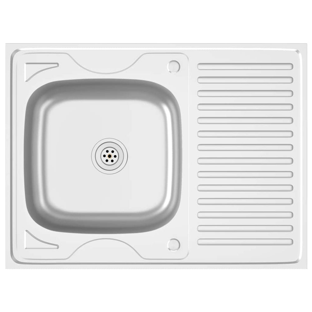 Spüle mit Abtropffläche Set Silbern 800x600x155 mm Edelstahl