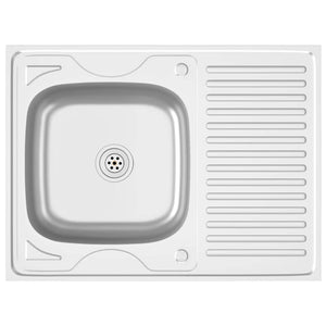 Spüle mit Abtropffläche Set Silbern 800x600x155 mm Edelstahl