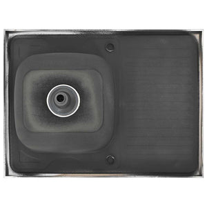 Spüle mit Abtropffläche Set Silbern 800x600x155 mm Edelstahl