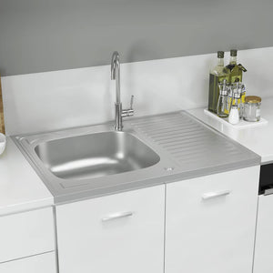 Spüle mit Abtropffläche Set Silbern 800x600x155 mm Edelstahl