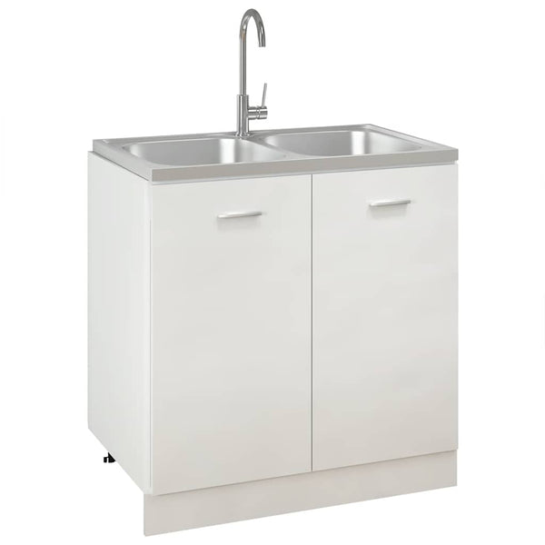 Doppelspüle Silbern 800x500x155 mm Edelstahl