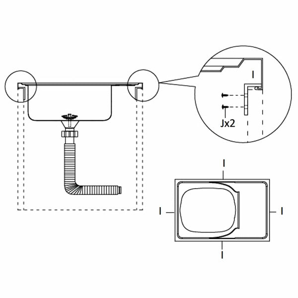 Spüle mit Abtropffläche Set Silbern 1000x600x155 mm Edelstahl