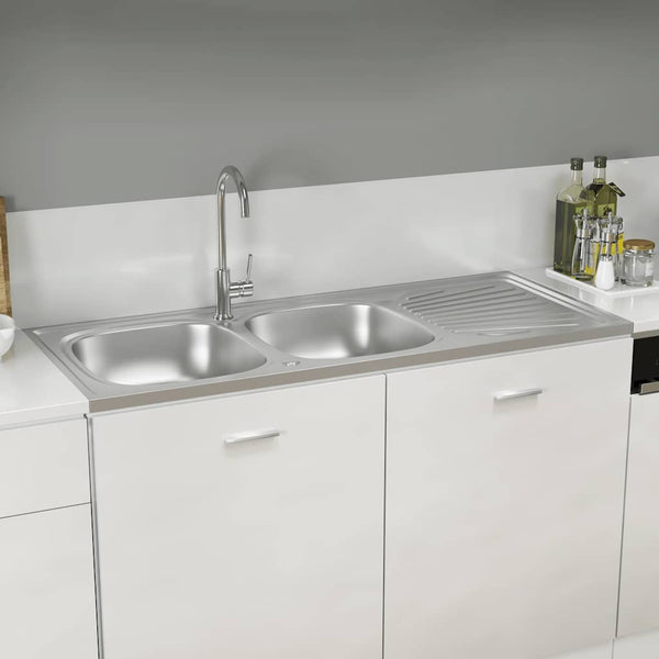 Doppelspüle Silbern 1200x500x155 mm Edelstahl