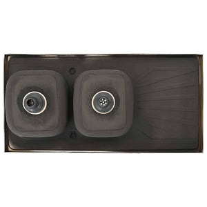 Doppelspüle Silbern 1200x600x155 mm Edelstahl