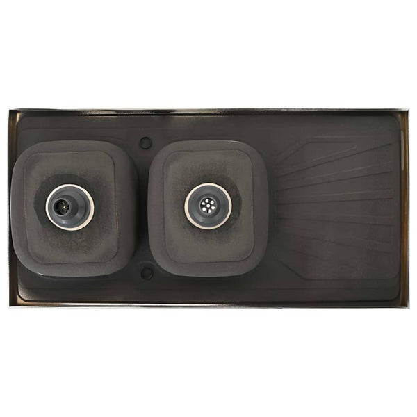 Doppelspüle Silbern 1200x600x155 mm Edelstahl