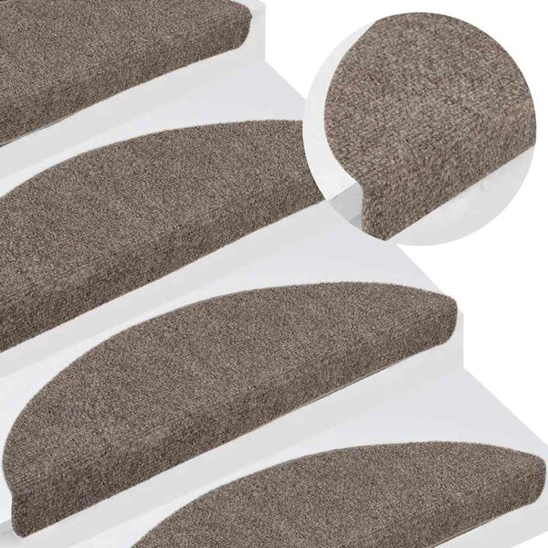 vidaXL Tapis de Marche Auto-Adhésifs 15 pcs 56x17x3 cm Beige Semi-Ronds