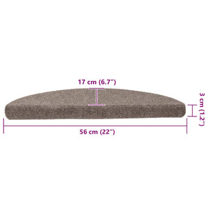 vidaXL Tapis de Marche Auto-Adhésifs 15 pcs 56x17x3 cm Beige Semi-Ronds