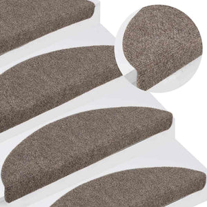 Selbstklebende Stufenmatten Beige Halbrund 15er Set