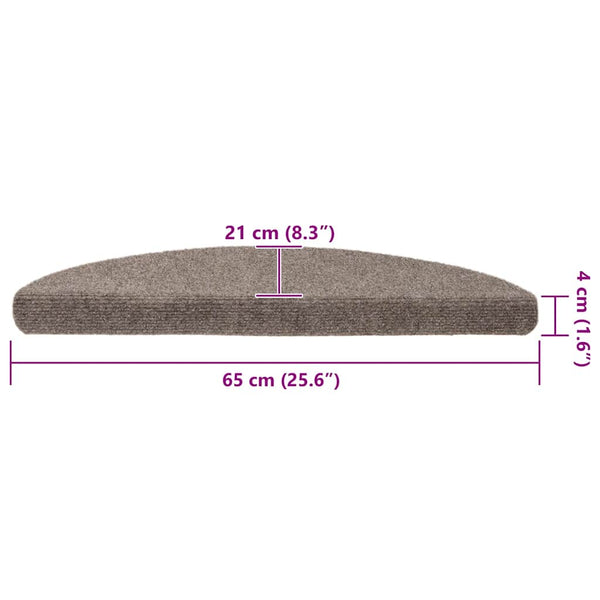 Selbstklebende Stufenmatten Beige Halbrund 15er Set