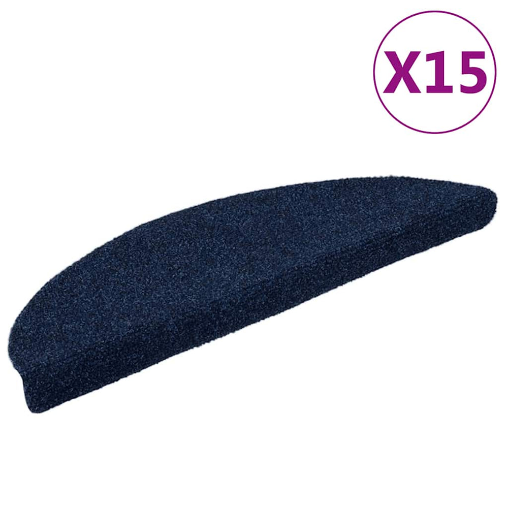 Selbstklebende Stufenmatten Marineblau Halbrund, 15er Set